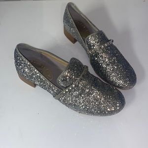 NEW Rachel Roy silver sequin studded loafer w/ small block heel size NYE ready